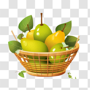 Pears Fruit
 - Basket Of Fresh Green And Yellow Pears Transparent PNG