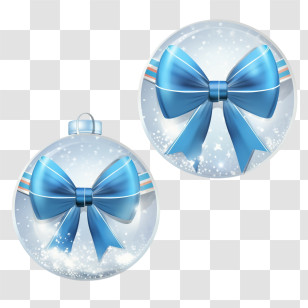 Christmas Balls - Shiny Blue Ribboned Christmas Ornaments Transparent PNG