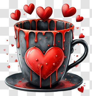 Cartoon - Heart Cup With Hearts Transparent PNG