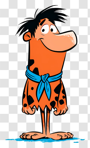 Prehistoric Caveman - Retro Orange Caveman Cartoon Transparent PNG