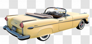3d Car - Retro Yellow Convertible Car Illustration Transparent PNG