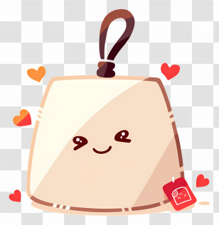 Kawaii Tea Bag - Smiling Tea Bag With Hearts Transparent PNG