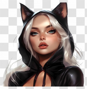 Cat Girl - Cartoon Girl In Cat-Themed Hoodie Transparent PNG