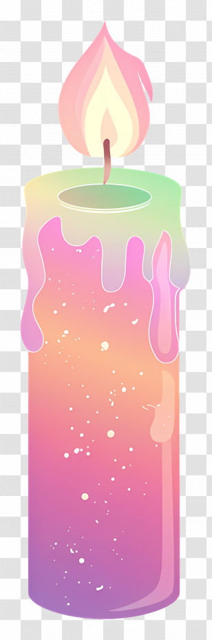 Christmas Candle - Colorful Candle With Rainbow Glow And Flame Transparent PNG