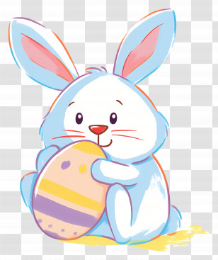 Easter Bunny - Cartoon Easter Bunny Holding Decorated Egg Transparent PNG
