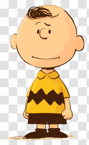 Charlie Brown - Cartoon Boy In Yellow Shirt Transparent PNG