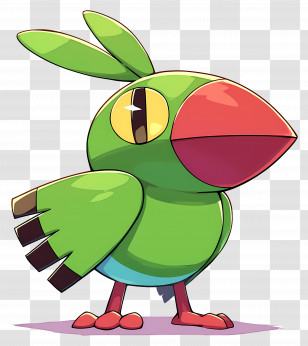 Natu - Green Cartoon Bird With Big Beak Transparent PNG