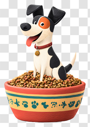 Dog Food - Cartoon Dog In Food Bowl Transparent PNG