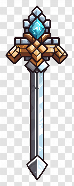 Minecraft - Fantasy Sword With Gem Transparent PNG