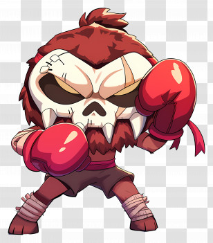 Kotu - Ready Skull Cartoon Character With Red Gloves Transparent PNG