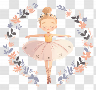 World Ballet Day - Graceful Ballerina Surrounded By Flowers Transparent PNG