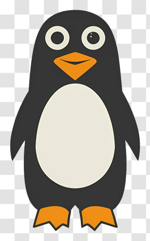 Penguin - Cute Cartoon Penguin With Big Eyes In Black And White Design Transparent PNG