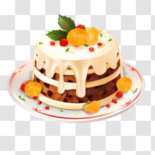 Christmas Pudding - Delicious Fruit Cake With Icing Transparent PNG