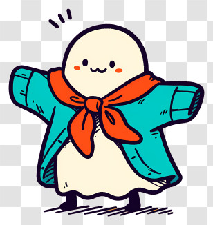 Kawaii Ghost - Cute Ghost Character In Coat Transparent PNG