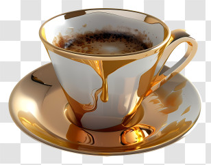 Espresso Coffee - Luxury Golden Coffee Cup Transparent PNG