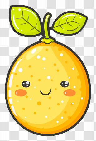 Cute Lemon - Kawaii Lemon With Leaves And A Smile Transparent PNG