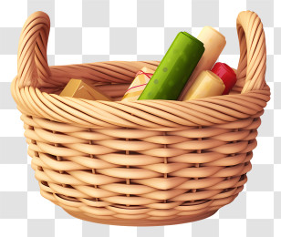 Woven Basket - Wicker Basket With Groceries Transparent PNG