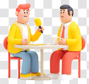 Businessman Giving An Interview - Cartoon Interview Scene Transparent PNG