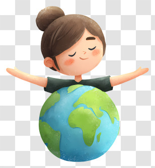 Girl Embracing Earth - Girl Hugging The Earth Globe Transparent PNG
