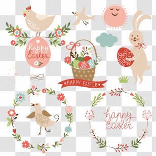 Circular Frame Illustration Birds And Rabbits - Flower - Royalty Free Transparent PNG