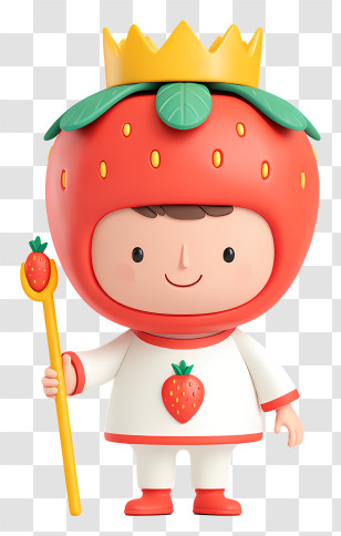 Strawberry King - Strawberry King Mascot Transparent PNG