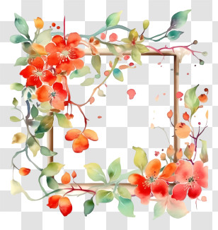 Cartoon - Beautiful Watercolor Floral Frame Transparent PNG