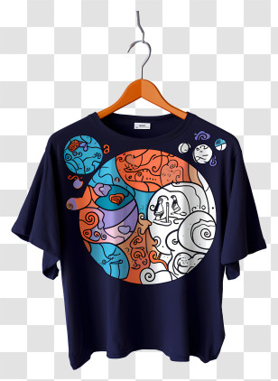 Doodle Style T Shirt On Cloth Hanger - Artistic Graphic T-Shirt Transparent PNG