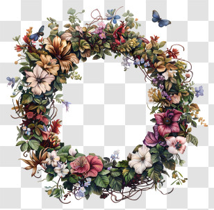 Flower Wreath - Natural Floral Wreath With Botanical Touch Transparent PNG