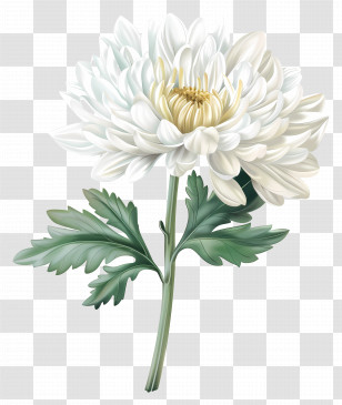 White Chrysanthemum - White Chrysanthemum Flower Botanical Illustration Transparent PNG