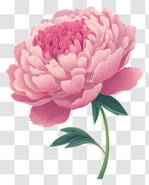 Pink Flower Art - Elegant Pink Peony Flower Transparent PNG