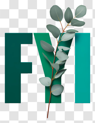 Fyi Letter - Green FYI Typography With Leaf Transparent PNG