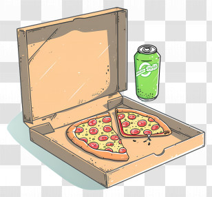 Pizza Box - Box Pizza With Soda Can Illustration Transparent PNG