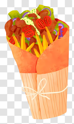 Shawarma Wrap - Savory Meat Wrap With Fries Transparent PNG