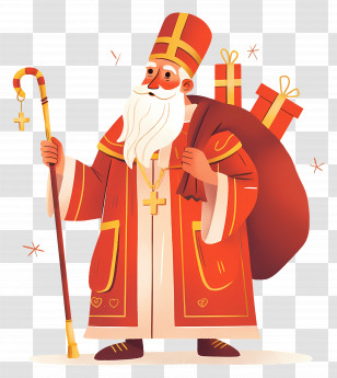 Saint Nicholas Day - Saint Nicholas Holding Gifts Illustration Transparent PNG