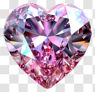 Valentine Heart Diamond Emoji - Pink Sparkling Crystal Heart Transparent PNG
