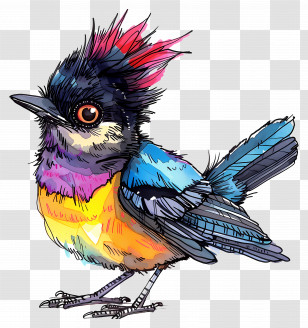 Bulbul - Colorful Bird Drawing Transparent PNG