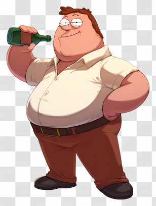 Peter Griffin - Cartoon Character Drinking Bottle Animation Transparent PNG