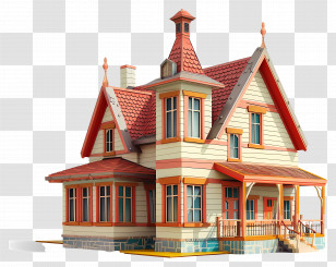 Cartoon School - Charming Vintage House Illustration Transparent PNG