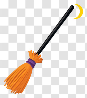 Halloween Broom - Magical Broom With Moon Transparent PNG