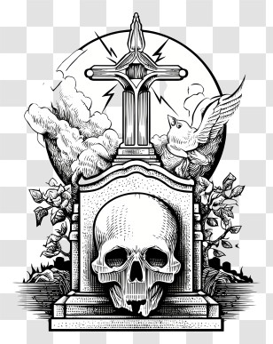 Cemetery - Skull And Cross Symbol Transparent PNG