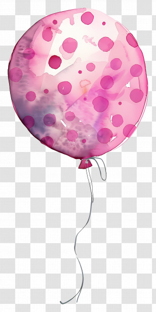 Single Balloon - Pink Polka Dot Balloon Illustration Transparent PNG