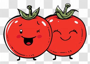 Tomatoes - Cartoon Smiling Tomato Characters Transparent PNG