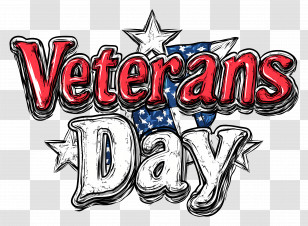 Veterans Day - Veterans Day Text With Flag Design Transparent PNG
