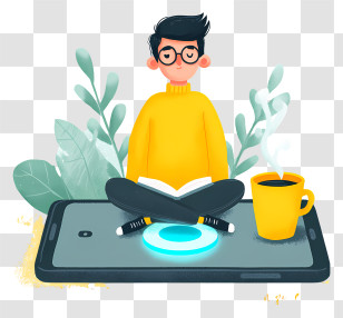 Technology And Balance - Student Meditating On Smartphone Transparent PNG
