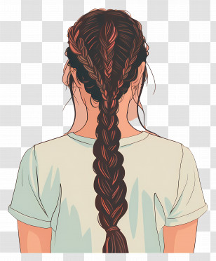 French Curl Braids - Braided Hairstyle Illustration From Back View Transparent PNG