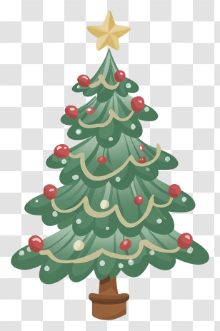Christmas Tree - Holiday Christmas Tree With Red Decorations Transparent PNG