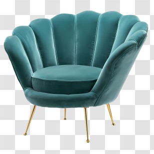 Sofa - Modern Green Velvet Chair Transparent PNG
