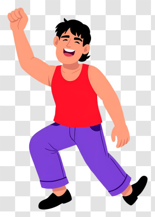 Man Feeling Happy - Happy Cartoon Man In Red Shirt Transparent PNG
