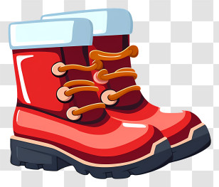 Minimalized Flat Vector Illustrate - Red Winter Boots For Cold Weather Transparent PNG