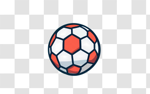 Football - Red Patterned Soccer Ball For Sports Activities Transparent PNG